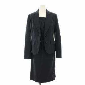 セットアップ 上下 テーラードジャケット シングル ワンピース ひざ丈 半袖 ベルト 1 紺 ネイビー