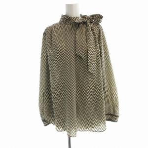 GEO PANEL PRINT MORRIS シャツ ブラウス ボウタイ 長袖 総柄 38 茶 ブラウン