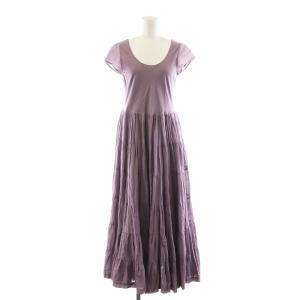 ワンピース マキシ ロング フレンチスリーブ コットン 38 紫 パープル /AN13
