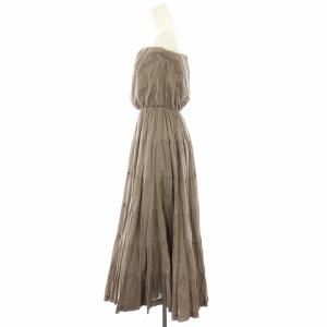 MARIHA 草原の夢のドレス ベアトップワンピース ロング ティアード 茶 ブラウン /YT