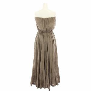 MARIHA 草原の夢のドレス ベアトップワンピース ロング ティアード 茶 ブラウン /YT