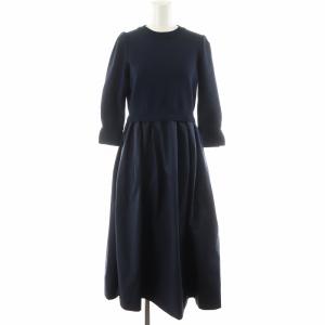 24AW サーブルニットコンビワンピース ロング丈 7分袖 F 紺 ネイビー 42-109-11-096011