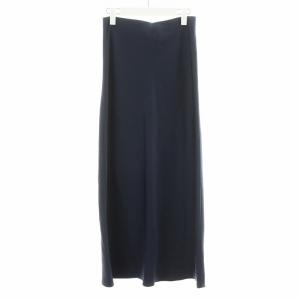 24SS BASE SATIN FLUID MAXI SK フレアスカート ロング丈 0 紺 ネイビー