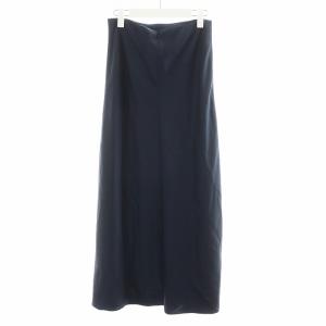 Theory 24SS BASE SATIN FLUID MAXI SK フレアスカート ロング丈 0 紺 ネイビー