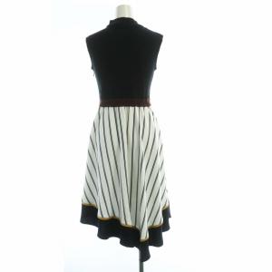 LOVELESS フレアワンピース ひざ丈 ニット 切替 ノースリーブ 34 マルチカラー 62J38-336-28 /RO