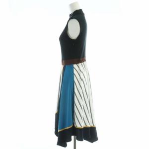 LOVELESS フレアワンピース ひざ丈 ニット 切替 ノースリーブ 34 マルチカラー 62J38-336-28 /RO