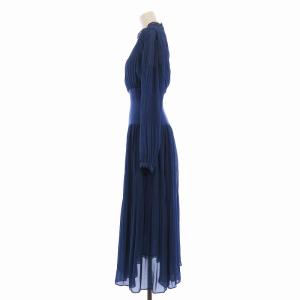 FRAY I.D ウエストリブプリーツワンピース ロング 長袖 0 青 ブルー FWFO191084 /EE