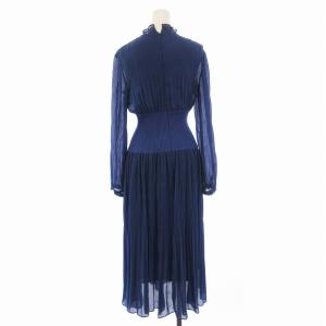 FRAY I.D ウエストリブプリーツワンピース ロング 長袖 0 青 ブルー FWFO191084 /EE