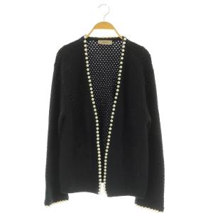 22SS ニット カーディガン ノーカラージャケット パール装飾 2 ネイビー /MY OS