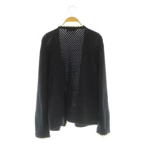 JUSGLITTY 22SS ニット カーディガン ノーカラージャケット パール装飾 2 ネイビー /MY OS