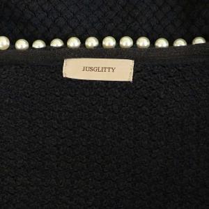 JUSGLITTY 22SS ニット カーディガン ノーカラージャケット パール装飾 2 ネイビー /MY OS