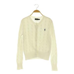 カーディガン ニット 長袖 クルーネック ロゴ刺繍 SP ホワイト /MY OS