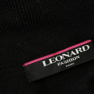 LEONARD ニット シルク混 ショールカラー ラインストーン 長袖 カットソー L 黒 ブラック /G