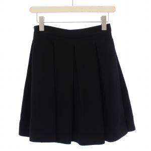 miumiu プリーツ スカート フレア ひざ丈 無地 38 黒 ブラック /BB