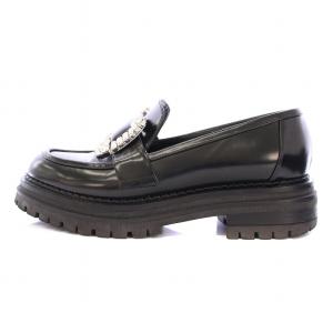 Sergio Rossi SR PRINCE ローファー ビジュー 装飾 37.5 ブラック