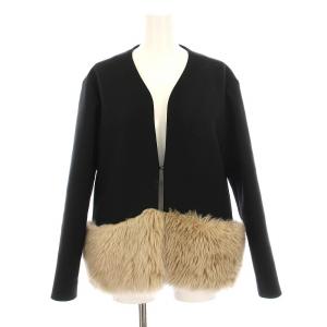 No-color Fur Jacket ノーカラー ファー ジャケット アウター 38 黒 YCJ-315-011