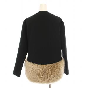 YOKO CHAN YOKOCHAN No-color Fur Jacket ノーカラー ファー ジャケット アウター 38 黒 YCJ-315-011