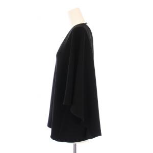 YOKO CHAN YOKOCHAN カットソー 半袖 Vネック ストレッチ 無地 フリル 38 黒 ブラック /BB