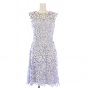 フラワー刺繍レースフィットフレアドレス ワンピース