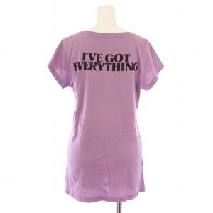 HYSTERIC GLAMOUR Tシャツ カットソー 半袖 Uネック ストレッチ ロゴ プリント F 紫 パープル /BB