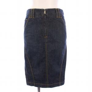デニムスカート ひざ丈 タイト サイドジップ 36 紺 DK.F4745D /KH