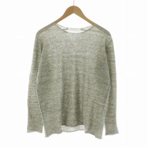 リリヤーン畦編みコットンクルーネックニット プルオーバー 麻 リネン 長袖 1 グレー KK71-037