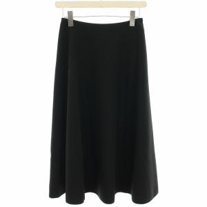 ジョーゼットダブルクロスフレアスカート ミモレ ロング 36 黒 ブラック C433-016 /HN