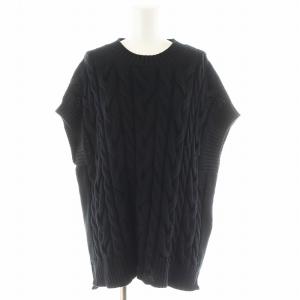 ERIC ニットベスト ケーブル編み コットン L 黒 ブラック 2429356011 /AN40