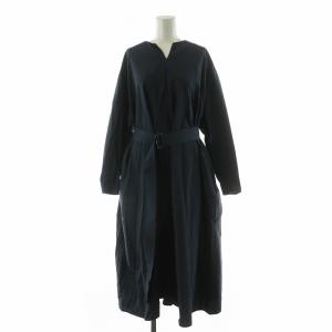 24SS C/Nタンブラータフタフォルムワンピース ロング 長袖 ベルト付き 36 ネイビー 24040900102010