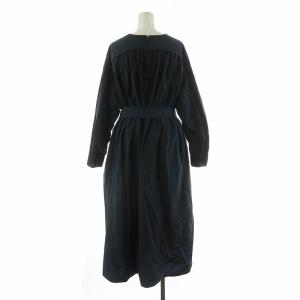 IENA 24SS C/Nタンブラータフタフォルムワンピース ロング 長袖 ベルト付き 36 ネイビー 24040900102010