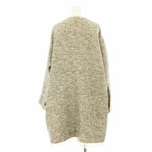 ROSE BUD 22AW ツイードハーフコート ノーカラー ミドル丈 フリンジ F ベージュ 黒 ブラック 6002221013