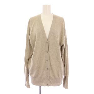 コットン麻Vネックカーディガン ニット 長袖 ストレッチ 薄手 F ベージュ 22080900403020