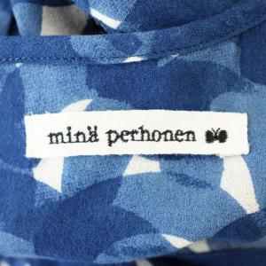 mina perhonen ワンピース ss3069 aalto 半袖 総柄 ひざ丈 36 青 ネイビー /G