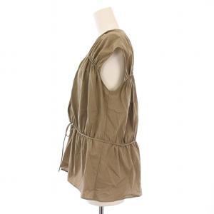 IENA 23SS コットンナイロンチリメンシャーリングブラウス シャツ ノースリーブ スキッパー ストレッチ F