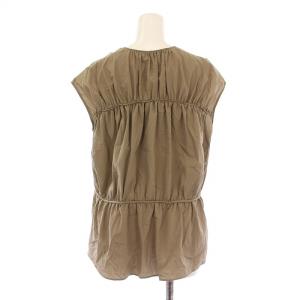 IENA 23SS コットンナイロンチリメンシャーリングブラウス シャツ ノースリーブ スキッパー ストレッチ F