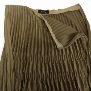 Theory 22AW SATIN TEXTURE BROKEN PLEAT SK プリーツスカート ひざ丈 0 茶