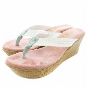 トング サンダル ウェッジソール スエード 6 ピンク 白 /G