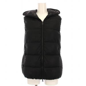 ダウンベスト フード付き ジップアップ 40 黒 /YM