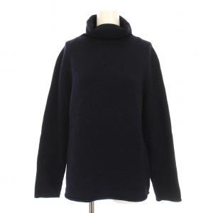 セーター ニット 長袖 シルク混 カシミヤ混 紺 /YM