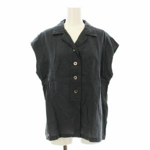20SS SOFT LINEN リネンシャツ ブラウス 半袖 麻 2 チャコール 578-0151600