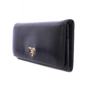 PRADA 長財布 二つ折り スナップボタン レザー 黒 /BM OH