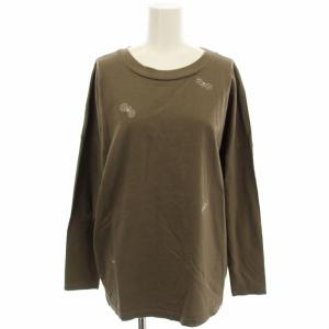 ロンT カットソー xs8338 choucho Tシャツ 長袖 蝶々 刺繍 38 茶 ブラウン /G