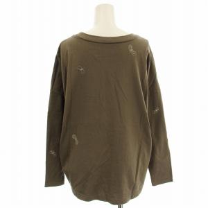 mina perhonen ロンT カットソー xs8338 choucho Tシャツ 長袖 蝶々 刺繍 38 茶 ブラウン /G