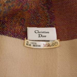 Christian Dior ストール フリンジ 総柄 ウール ベージュ /BM OH