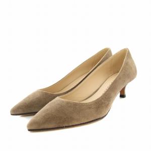 パンプス ポインテッドトゥ ヒール スエード 保存箱付き 36.5 23.5cm 茶 ブラウン I-1050-SASSUOLO