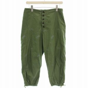 クロップドパンツ ss4313 choucho シルク混 蝶々 刺繍 40 カーキ /G