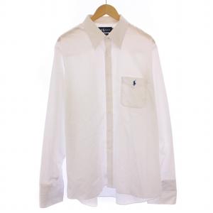 BLAKE カジュアルシャツ 長袖 レギュラーカラー ロゴ 刺繍 ワンポイント L 白 ホワイト /BB