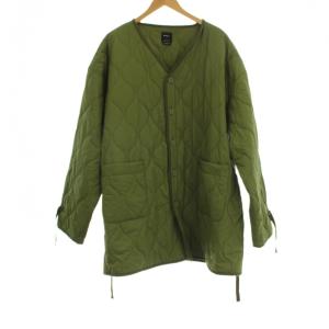 キルティングジャケット アウター ビッグシルエット オーバーサイズ 中綿 ロゴ L 緑 グリーン BA042-764
