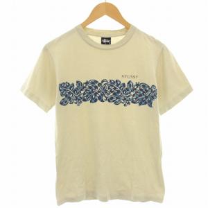 90s Tシャツ カットソー プリント 紺タグ 半袖 S ベージュ /HN