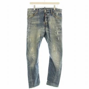 デニムパンツ S71LA0492 ダメージ加工 ペイント ジーンズ 46 水色 ライトブルー /G